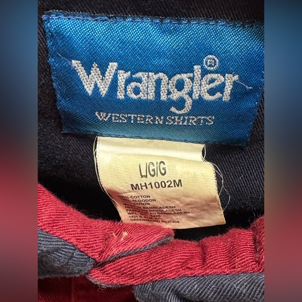 Wrangler Men’s American Flag Brushpopper Shirt Size Large Pearl Snap Cotton - Picture 5 of 9